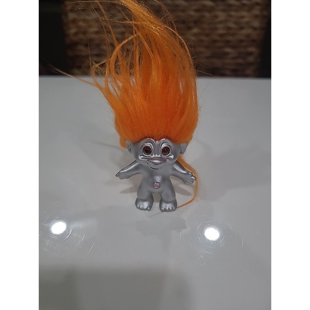 Metallic SILVER w ORANGE Hair * DARK HORSE * DAM TROLL PINK GEM